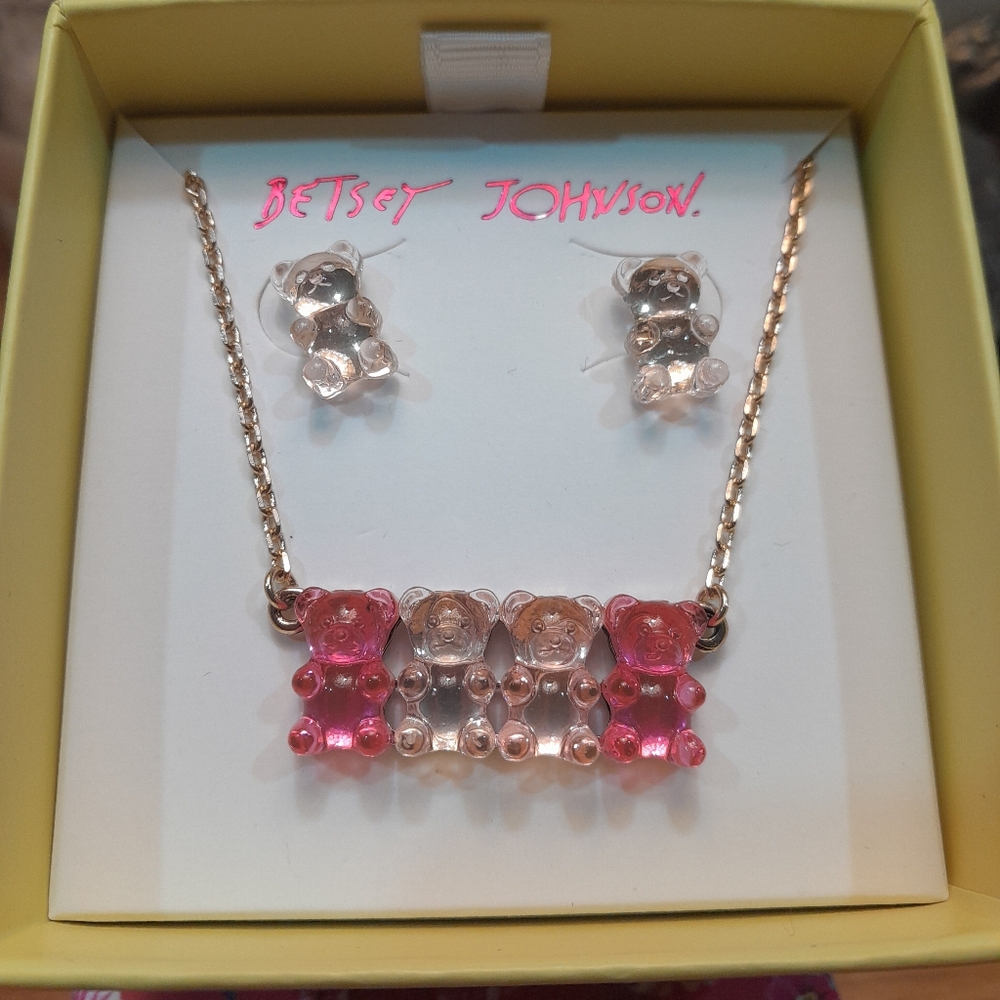Betsey Johnson Boxed Gummy Bear Earrings and Necklace Set NIB